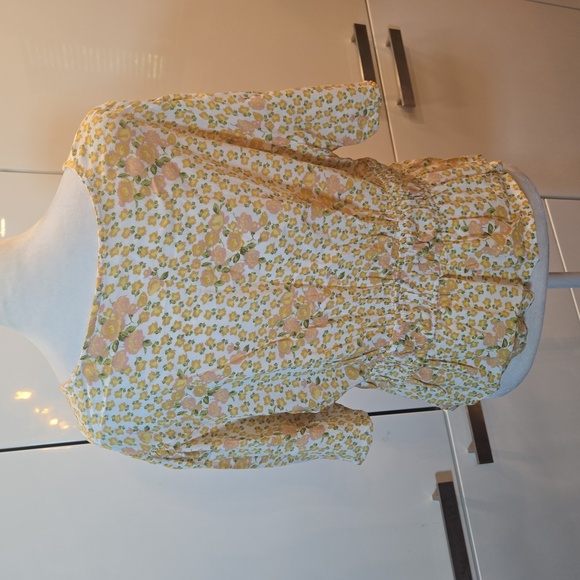 Primark Floral V Neck Flutter Sleeve Peplum Crop Top Size 12 Large - Picture 4 of 8